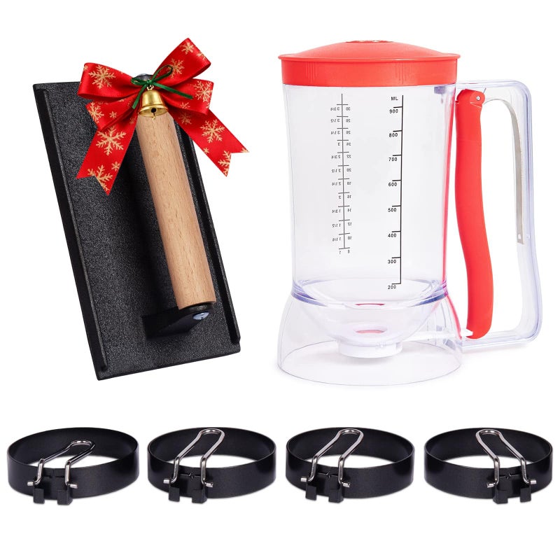 SHINESTAR 6-Piece Griddle Breakfast Kit for Blackstone - Complete Set of Griddle Accessories Including Pancake Batter Dispenser, Bacon Press, and Egg Rings - Image 1